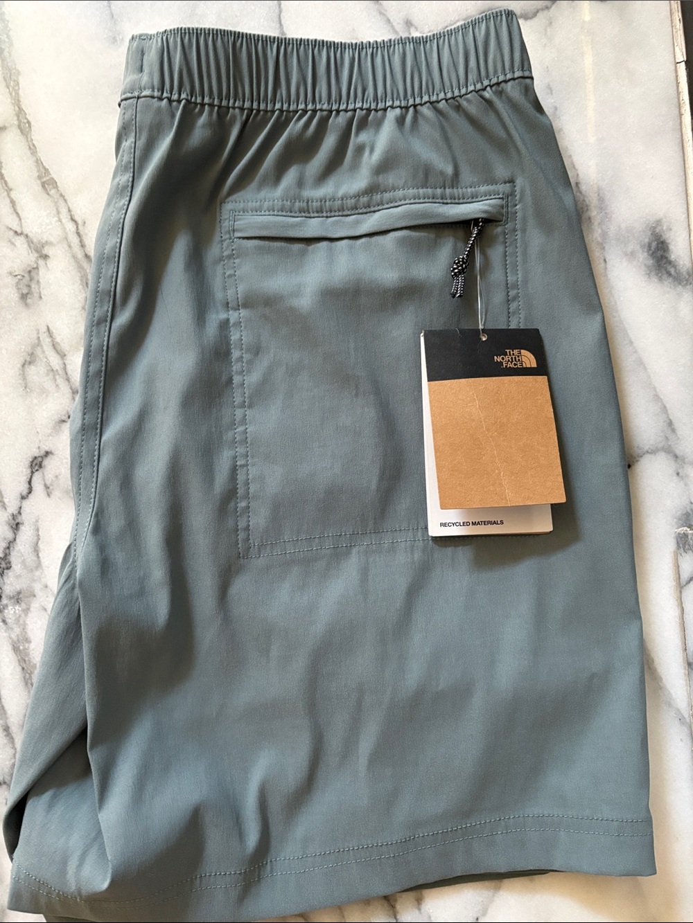 The North Face Men's Slate Green Athletic Shorts with Zipper Pocket